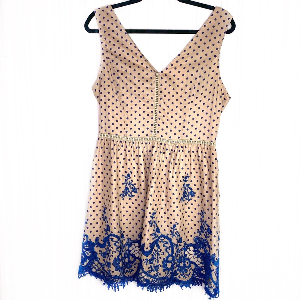 NWT Esley Polka Dot & Lace Mini Tank Dress Medium